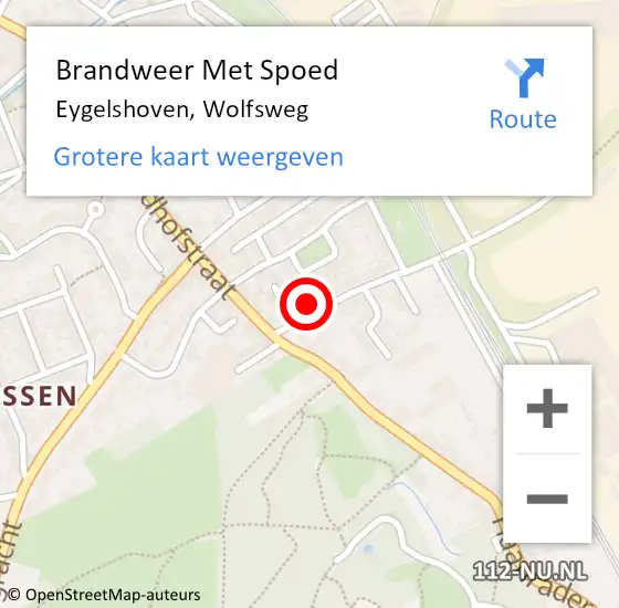 Locatie op kaart van de 112 melding: Brandweer Met Spoed Naar Eygelshoven, Wolfsweg op 13 september 2017 13:37