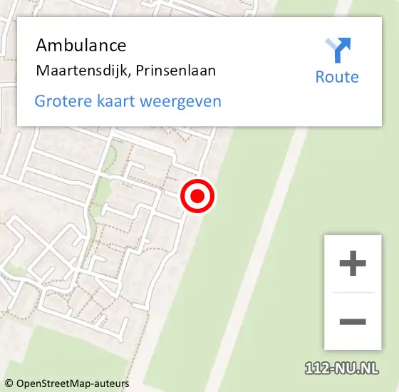 Locatie op kaart van de 112 melding: Ambulance Maartensdijk, Prinsenlaan op 13 september 2017 13:39