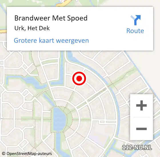 Locatie op kaart van de 112 melding: Brandweer Met Spoed Naar Urk, Het Dek op 13 september 2017 13:52