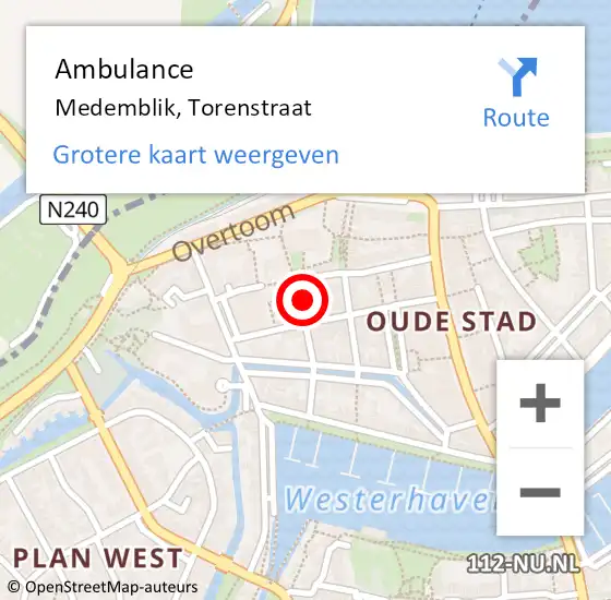 Locatie op kaart van de 112 melding: Ambulance Medemblik, Torenstraat op 13 september 2017 13:55