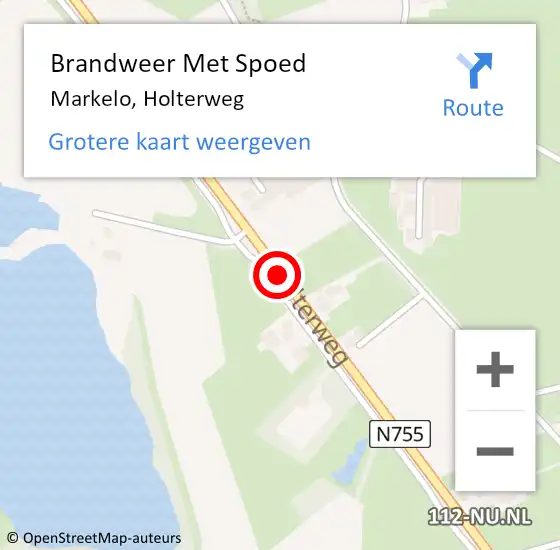 Locatie op kaart van de 112 melding: Brandweer Met Spoed Naar Markelo, Holterweg op 13 september 2017 13:58