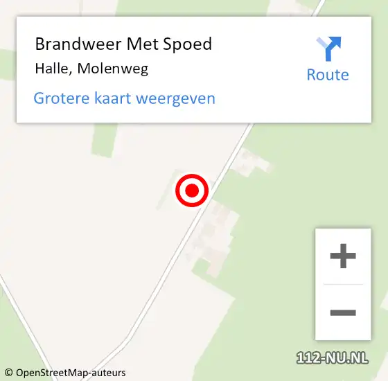 Locatie op kaart van de 112 melding: Brandweer Met Spoed Naar Halle, Molenweg op 13 september 2017 14:01