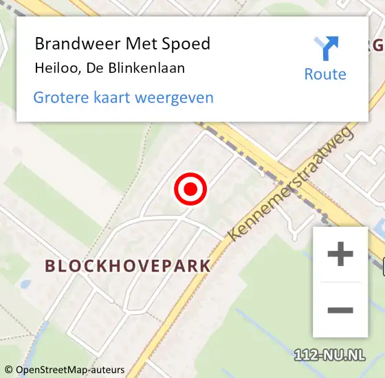 Locatie op kaart van de 112 melding: Brandweer Met Spoed Naar Heiloo, De Blinkenlaan op 13 september 2017 14:02