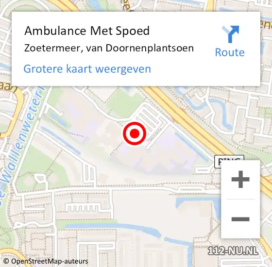 Locatie op kaart van de 112 melding: Ambulance Met Spoed Naar Zoetermeer, van Doornenplantsoen op 13 september 2017 14:04