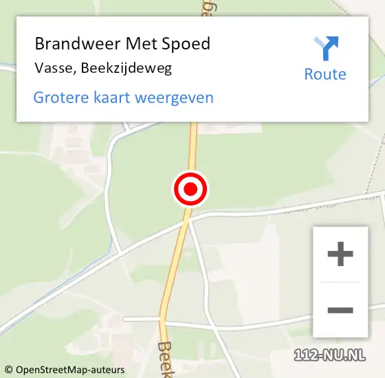 Locatie op kaart van de 112 melding: Brandweer Met Spoed Naar Vasse, Beekzijdeweg op 13 september 2017 14:07