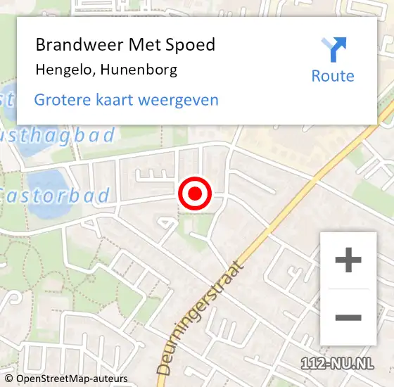 Locatie op kaart van de 112 melding: Brandweer Met Spoed Naar Hengelo, Hunenborg op 13 september 2017 14:25