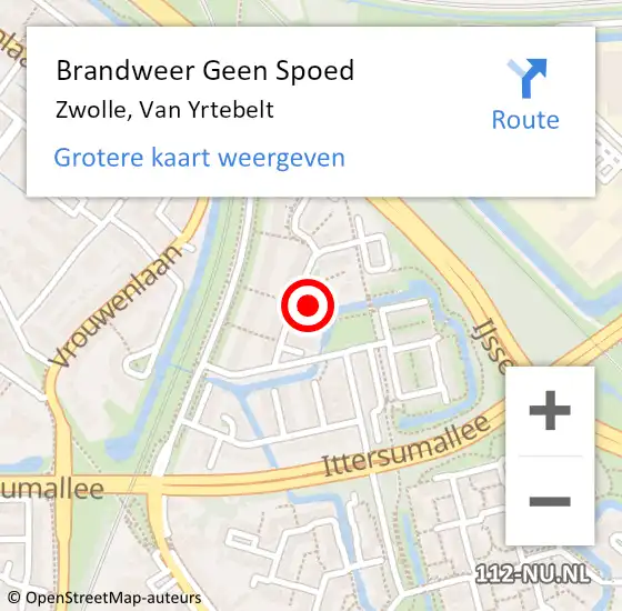 Locatie op kaart van de 112 melding: Brandweer Geen Spoed Naar Zwolle, Van Yrtebelt op 13 september 2017 14:43