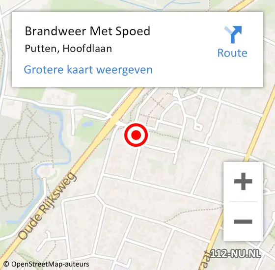 Locatie op kaart van de 112 melding: Brandweer Met Spoed Naar Putten, Hoofdlaan op 13 september 2017 14:53