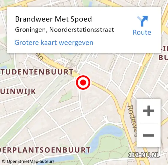 Locatie op kaart van de 112 melding: Brandweer Met Spoed Naar Groningen, Noorderstationsstraat op 13 september 2017 14:53