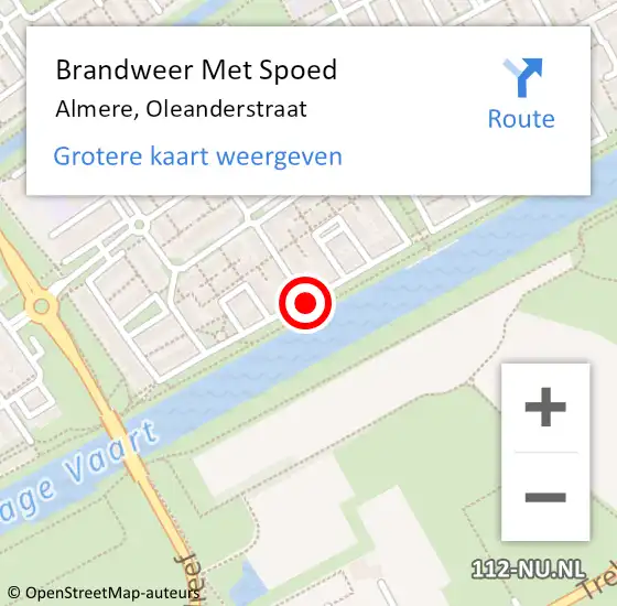 Locatie op kaart van de 112 melding: Brandweer Met Spoed Naar Almere, Oleanderstraat op 13 september 2017 14:55