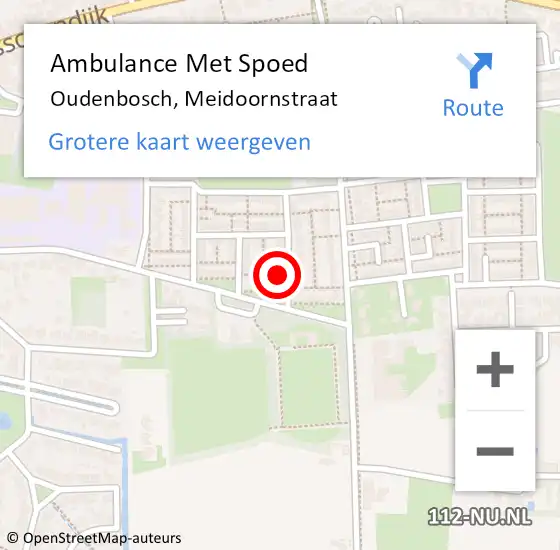 Locatie op kaart van de 112 melding: Ambulance Met Spoed Naar Oudenbosch, Meidoornstraat op 13 september 2017 15:02