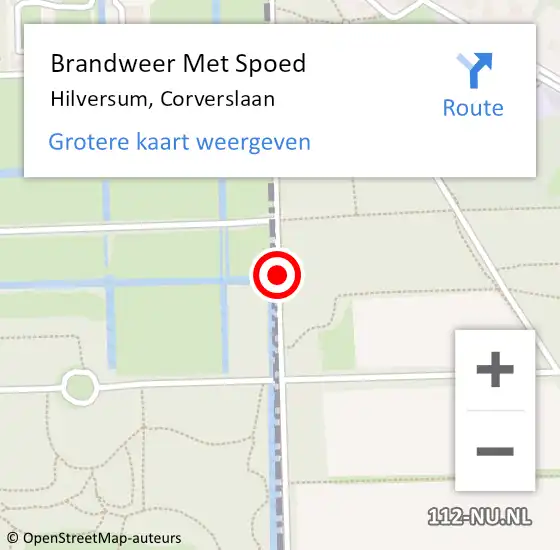 Locatie op kaart van de 112 melding: Brandweer Met Spoed Naar Hilversum, Corverslaan op 13 september 2017 15:05