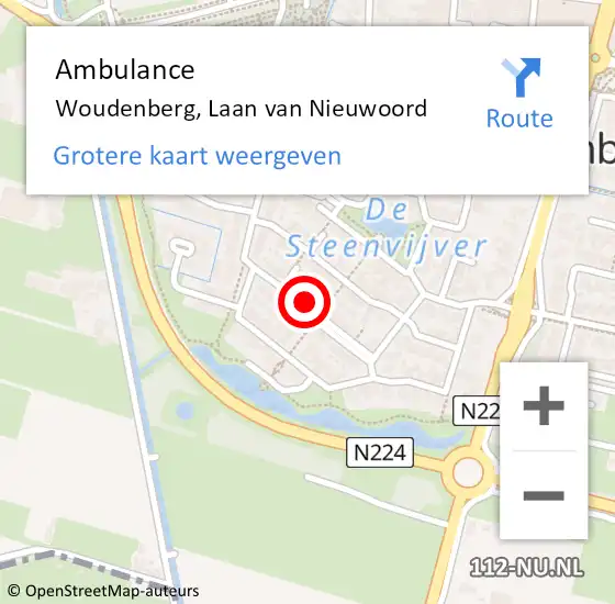 Locatie op kaart van de 112 melding: Ambulance Woudenberg, Laan van Nieuwoord op 13 september 2017 15:11