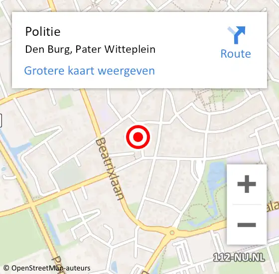 Locatie op kaart van de 112 melding: Politie Den Burg, Pater Witteplein op 13 september 2017 15:28