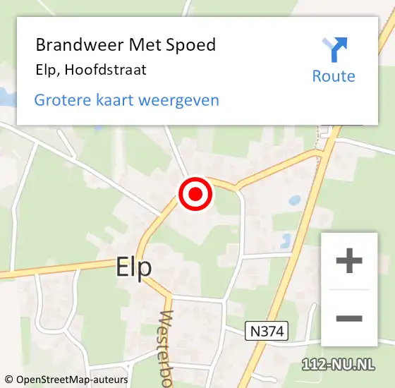 Locatie op kaart van de 112 melding: Brandweer Met Spoed Naar Elp, Hoofdstraat op 13 september 2017 15:32