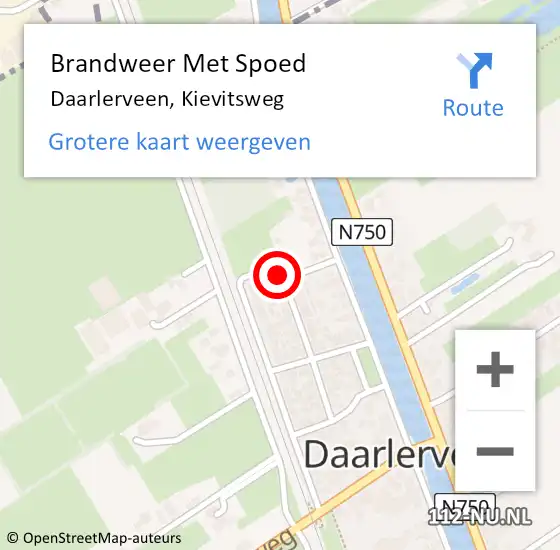Locatie op kaart van de 112 melding: Brandweer Met Spoed Naar Daarlerveen, Kievitsweg op 13 september 2017 15:32