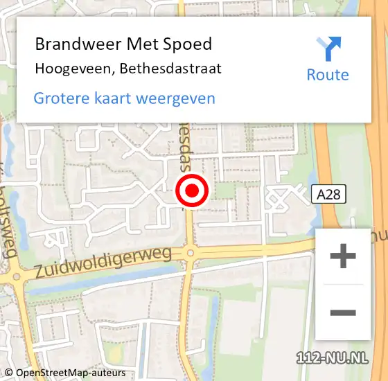 Locatie op kaart van de 112 melding: Brandweer Met Spoed Naar Hoogeveen, Bethesdastraat op 13 september 2017 15:51