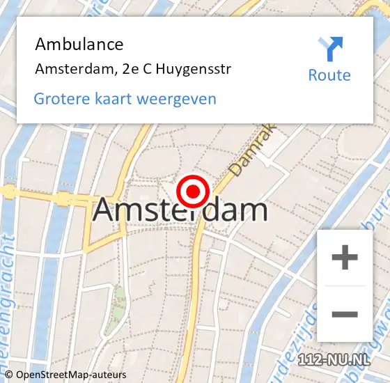 Locatie op kaart van de 112 melding: Ambulance Amsterdam, 2e C Huygensstr op 13 september 2017 15:52