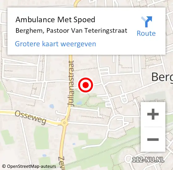 Locatie op kaart van de 112 melding: Ambulance Met Spoed Naar Berghem, Pastoor Van Teteringstraat op 13 september 2017 15:57