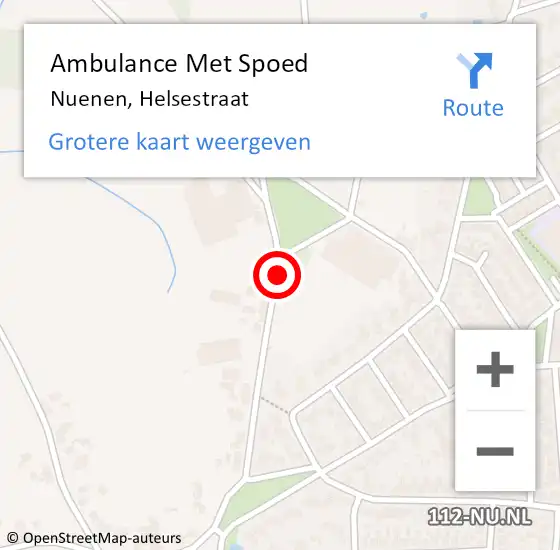 Locatie op kaart van de 112 melding: Ambulance Met Spoed Naar Nuenen, Helsestraat op 13 september 2017 15:57