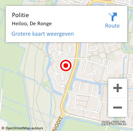 Locatie op kaart van de 112 melding: Politie Heiloo, De Ronge op 13 september 2017 15:59
