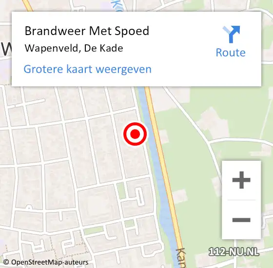 Locatie op kaart van de 112 melding: Brandweer Met Spoed Naar Wapenveld, De Kade op 13 september 2017 16:06