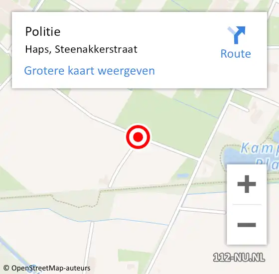 Locatie op kaart van de 112 melding: Politie Haps, Steenakkerstraat op 1 februari 2014 13:36