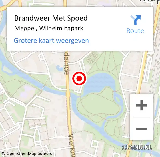 Locatie op kaart van de 112 melding: Brandweer Met Spoed Naar Meppel, Wilhelminapark op 13 september 2017 16:38