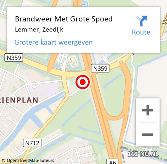 Locatie op kaart van de 112 melding: Brandweer Met Grote Spoed Naar Lemmer, Zeedijk op 13 september 2017 16:50