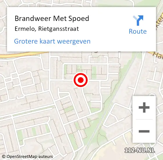 Locatie op kaart van de 112 melding: Brandweer Met Spoed Naar Ermelo, Rietgansstraat op 13 september 2017 16:50