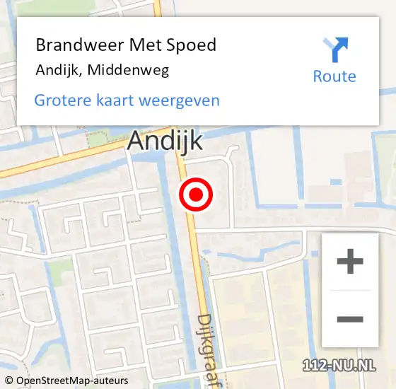 Locatie op kaart van de 112 melding: Brandweer Met Spoed Naar Andijk, Middenweg op 13 september 2017 17:02