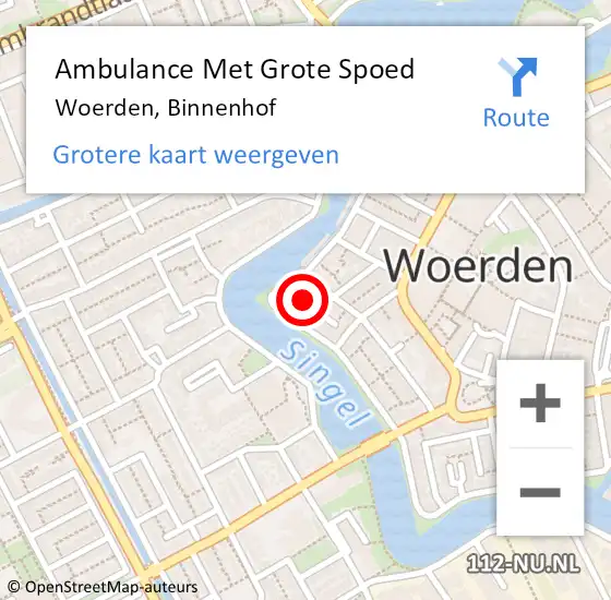 Locatie op kaart van de 112 melding: Ambulance Met Grote Spoed Naar Woerden, Binnenhof op 13 september 2017 17:23