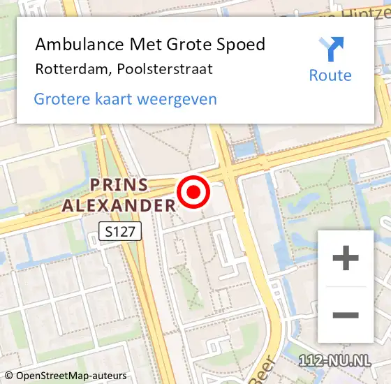 Locatie op kaart van de 112 melding: Ambulance Met Grote Spoed Naar Rotterdam, Poolsterstraat op 13 september 2017 17:28