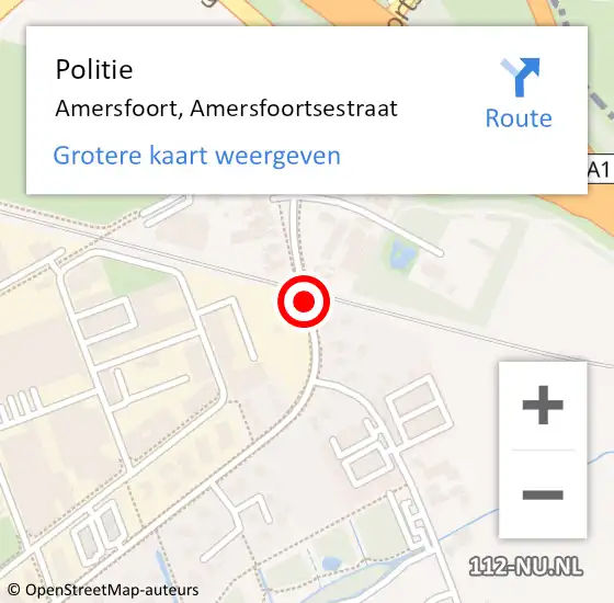 Locatie op kaart van de 112 melding: Politie Amersfoort, Amersfoortsestraat op 13 september 2017 18:02