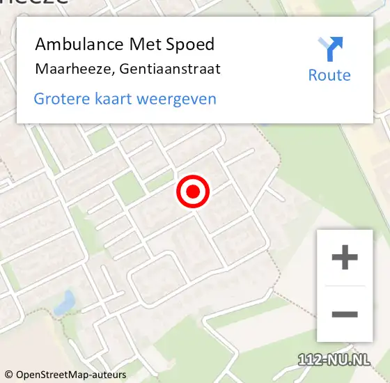 Locatie op kaart van de 112 melding: Ambulance Met Spoed Naar Maarheeze, Gentiaanstraat op 13 september 2017 18:25