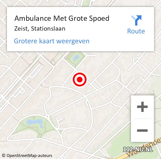 Locatie op kaart van de 112 melding: Ambulance Met Grote Spoed Naar Zeist, Stationslaan op 13 september 2017 19:31