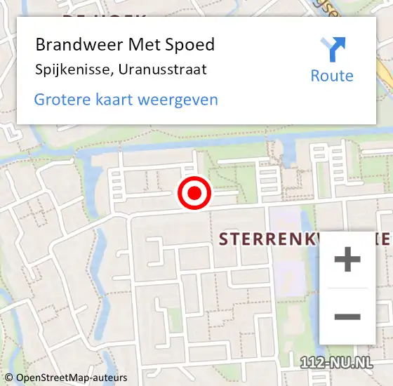 Locatie op kaart van de 112 melding: Brandweer Met Spoed Naar Spijkenisse, Uranusstraat op 13 september 2017 20:08