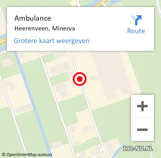 Locatie op kaart van de 112 melding: Ambulance Heerenveen, Minerva op 13 september 2017 20:24
