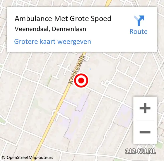 Locatie op kaart van de 112 melding: Ambulance Met Grote Spoed Naar Veenendaal, Dennenlaan op 13 september 2017 20:53