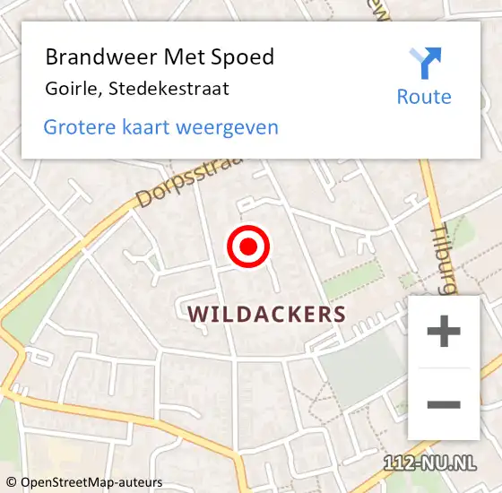 Locatie op kaart van de 112 melding: Brandweer Met Spoed Naar Goirle, Stedekestraat op 13 september 2017 20:53