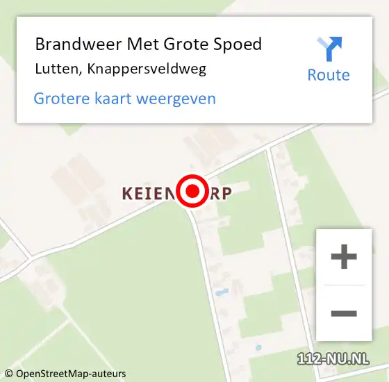 Locatie op kaart van de 112 melding: Brandweer Met Grote Spoed Naar Lutten, Knappersveldweg op 13 september 2017 22:04