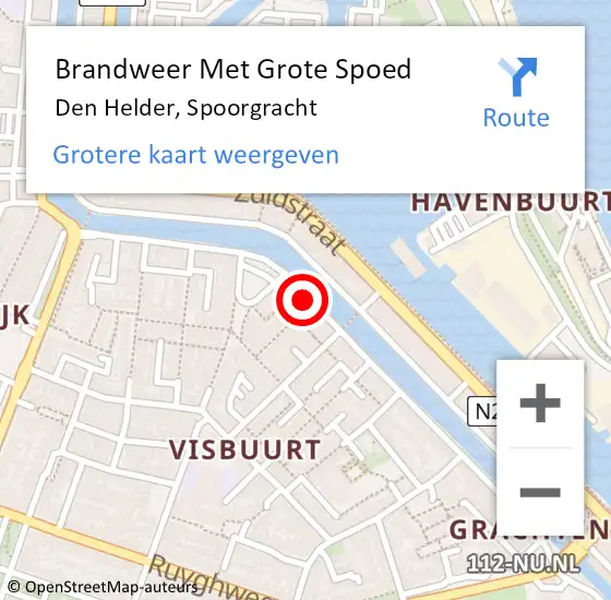 Locatie op kaart van de 112 melding: Brandweer Met Grote Spoed Naar Den Helder, Spoorgracht op 13 september 2017 22:37
