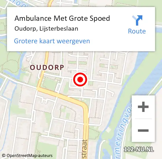 Locatie op kaart van de 112 melding: Ambulance Met Grote Spoed Naar Oudorp, Lijsterbeslaan op 13 september 2017 22:58