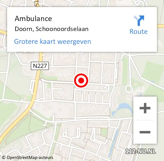 Locatie op kaart van de 112 melding: Ambulance Doorn, Schoonoordselaan op 13 september 2017 23:39