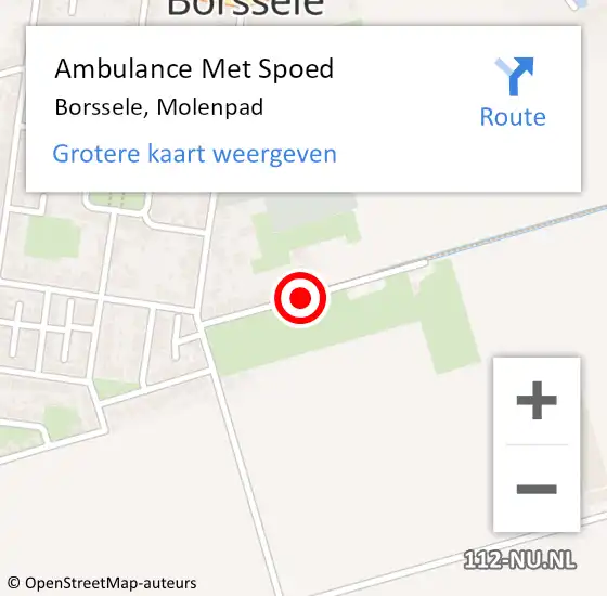 Locatie op kaart van de 112 melding: Ambulance Met Spoed Naar Borssele, Molenpad op 14 september 2017 01:53