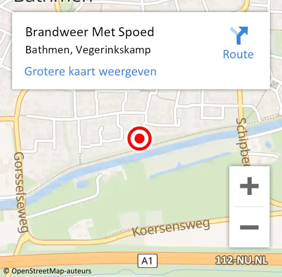 Locatie op kaart van de 112 melding: Brandweer Met Spoed Naar Bathmen, Vegerinkskamp op 14 september 2017 04:45