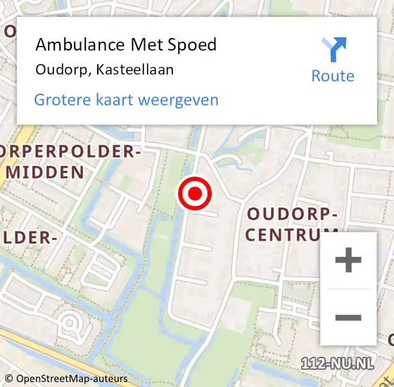 Locatie op kaart van de 112 melding: Ambulance Met Spoed Naar Oudorp, Kasteellaan op 14 september 2017 05:39