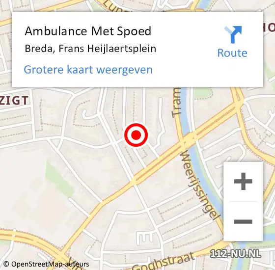 Locatie op kaart van de 112 melding: Ambulance Met Spoed Naar Breda, Frans Heijlaertsplein op 14 september 2017 05:58