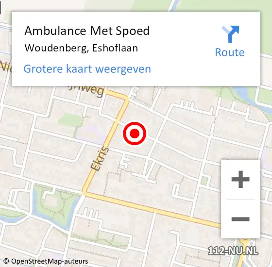 Locatie op kaart van de 112 melding: Ambulance Met Spoed Naar Woudenberg, Eshoflaan op 14 september 2017 07:27