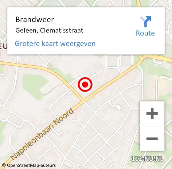 Locatie op kaart van de 112 melding: Brandweer Geleen, Clematisstraat op 14 september 2017 07:28